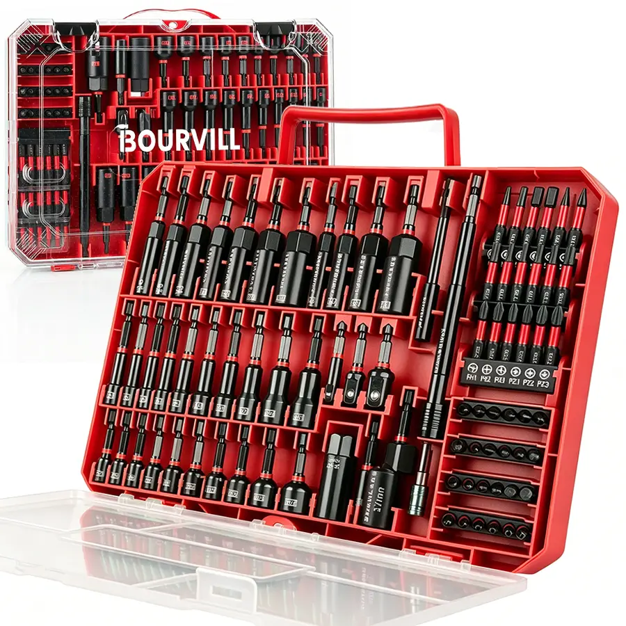 Bourvill 80 Pcs Magnetic Nut Driver Set, Metric & SAE CR-V Steel, Wing Nut Driver & Universal Socket with 1/4'' Quick-Change Extension, Red Storage Case for Drill & Impact Driver#summerfinds