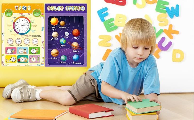 16 Boho Educational Posters for Toddlers Classroom and Teacher Decor for Kids, Perfect for Ages 1-5, Ideal for Elementary and Boho-Themed Rooms.