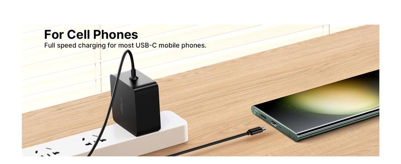 JSAUX 65W USB C Charger with 10FT Cable, Fast Wall Charger for ROG Ally, Steam Deck, MacBook Pro/Air, Chromebook, Huawei Matebook, Dell, Lenovo, ASUS, and more.