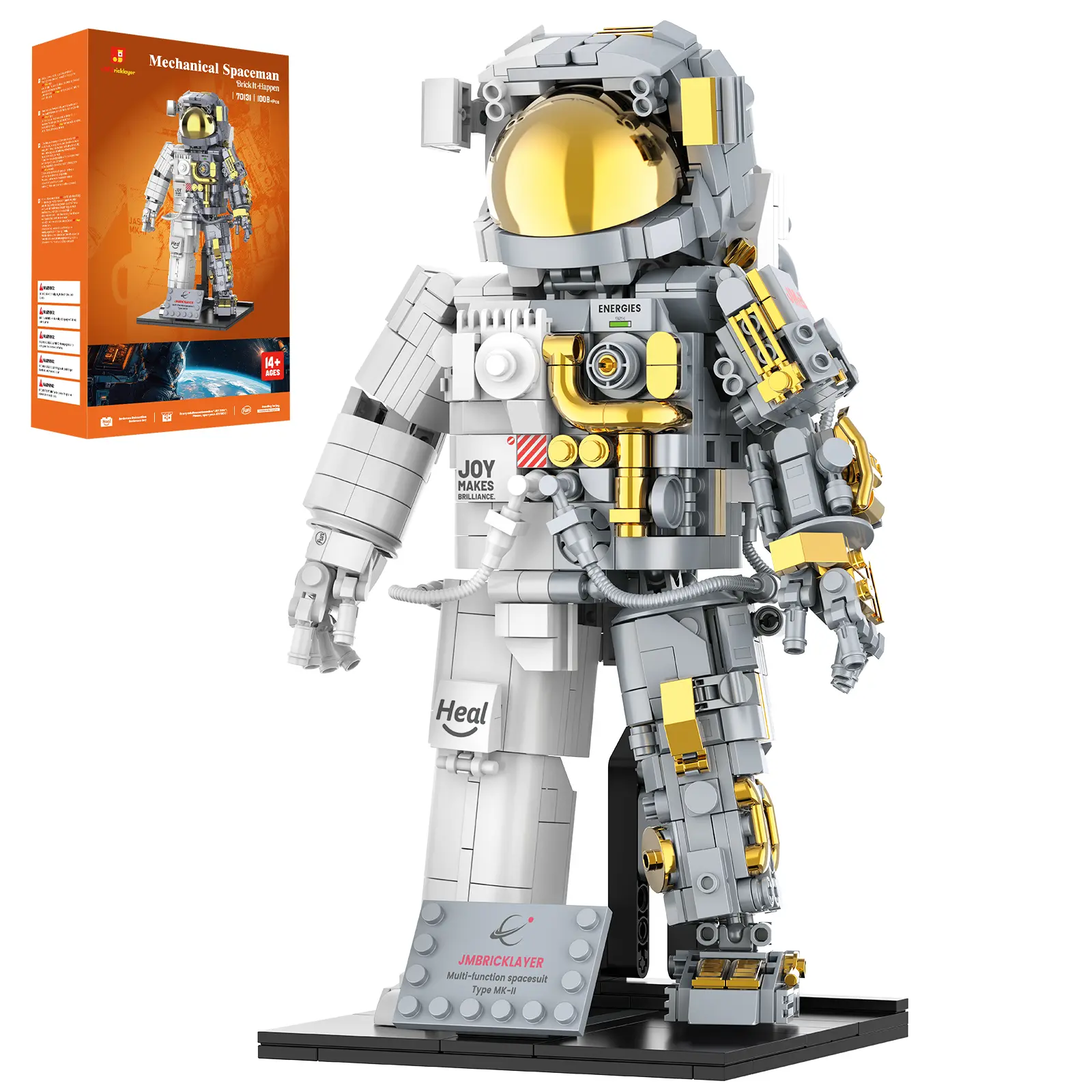 The Lonely Voyager: Beyond the Silver Horizon - JMBricklayer Half-Mechanical Spaceman Building Set, Cyberpunk Astronaut Model for Home Office Display (900 Pcs, 70109)