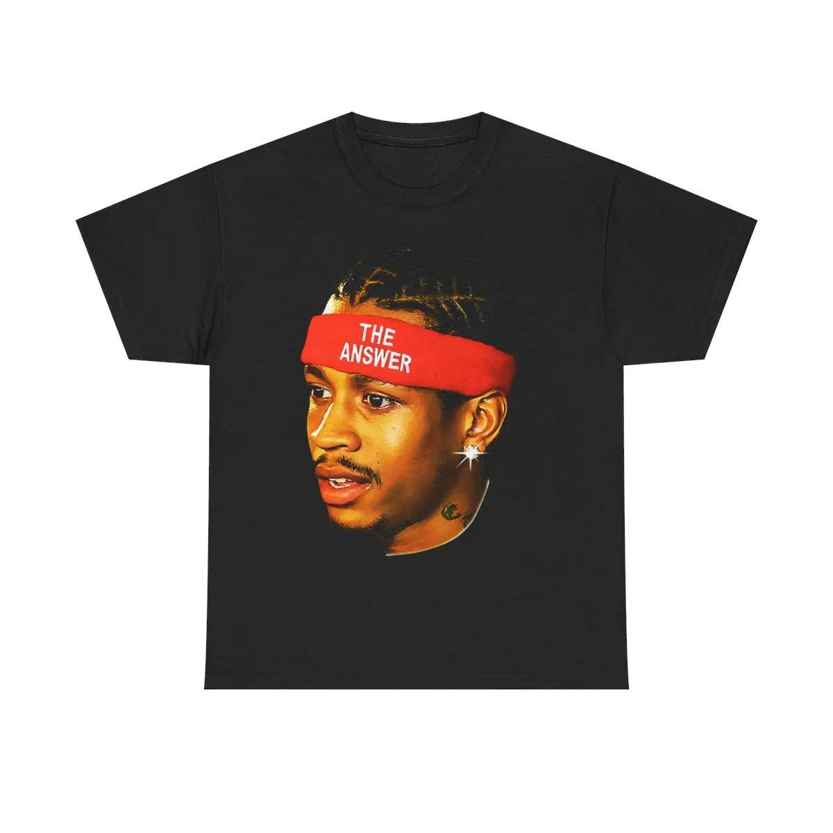 Men's Fitted Breathable Minimalist 90s Retro Allen Iverson Basketball Legend Graphic Short-Sleeve Soft Cotton Sporty Streetwear T-Shirt, Shortsleeve, Fabric, Menswear, Print, Tshirt, Round Neck, Graphic Tee, Basics, Size Down, Sports, Thanksgiving., Tops,