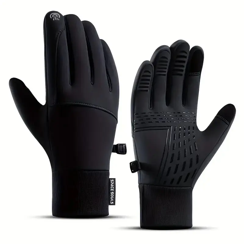 Adults' Outdoor Winter Full-Finger Sports Gloves, Biker Style, Touchscreen, Windproof, Anti-Slip, Waterproof, Breathable, Acrylic Fleece-Lined, for Sports Travel Daily Use