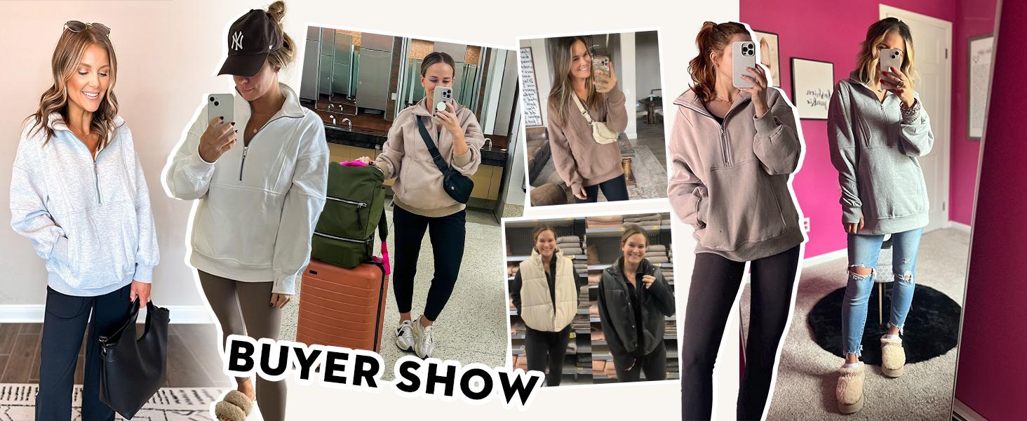 Fisoew Womens Sweatshirts Half Zipper Crop Pullover Funnel Neck Fleece Lined Zip Up Long Sleeve Tops Thumb Hole SpringStatements