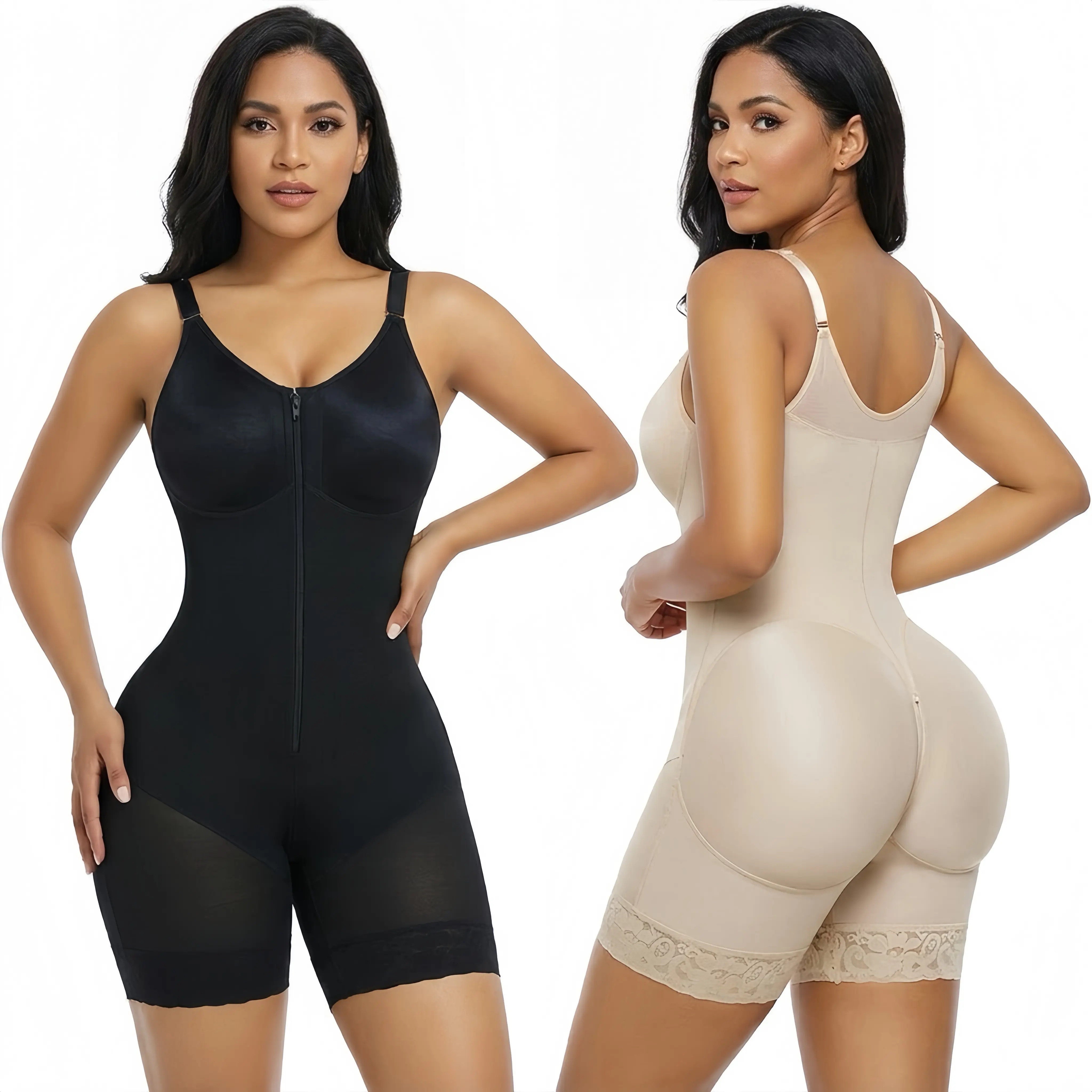 Women's High Compression Colombian Faja Body Shaper Bodysuit - Corset, Firm Tummy Control, Butt Lifting, Detachable Straps, Zip Up Crotch, Body Contouring Shapewear for Women, Body Shaper Corset