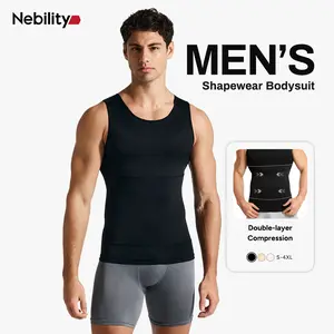 【Nebility】 Men’s Silky Soft Compression Shapewear Tank, Slimming Body Shaper Vest with Waist & Chest Support, Stretchy, Odor-Resistant, Breathable Muscle Tank for Daily Comfort, Menswear, Tanktop SpringStatements