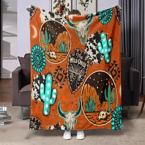 Cactus Pattern Soft Warm Throw Blanket 1/2 Counts Air-conditioned Room Warm Nap Blanket for Home Office Gift for Friends