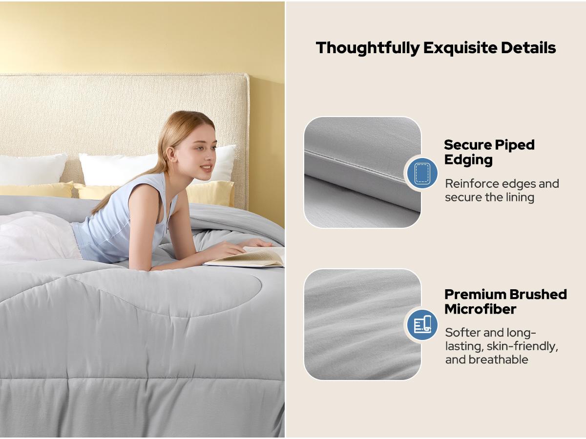 【BEDLORE】All-Season Down Alternative Comforter Duvet Insert for Bedroom – Chinese Knot Quilted Design, Ultra-Soft, Machine Washable, with Corner Tabs