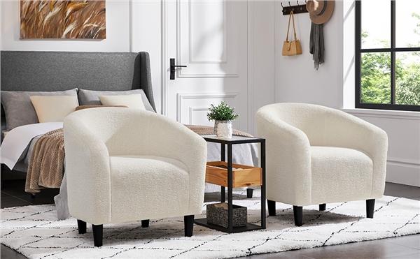 Yaheetech Barrel Chair, Furry Accent Chair with Soft Padded Armrest, Fuzzy Club Chair for Living Room/Bedroom/Reading Room/Guestroom