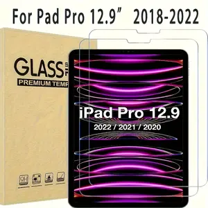 2-piece tempered glass screen protector for iPad Pro 12.9-inch 2018/2019/2020/2021- facial recognition, ultra sensitive, protective case