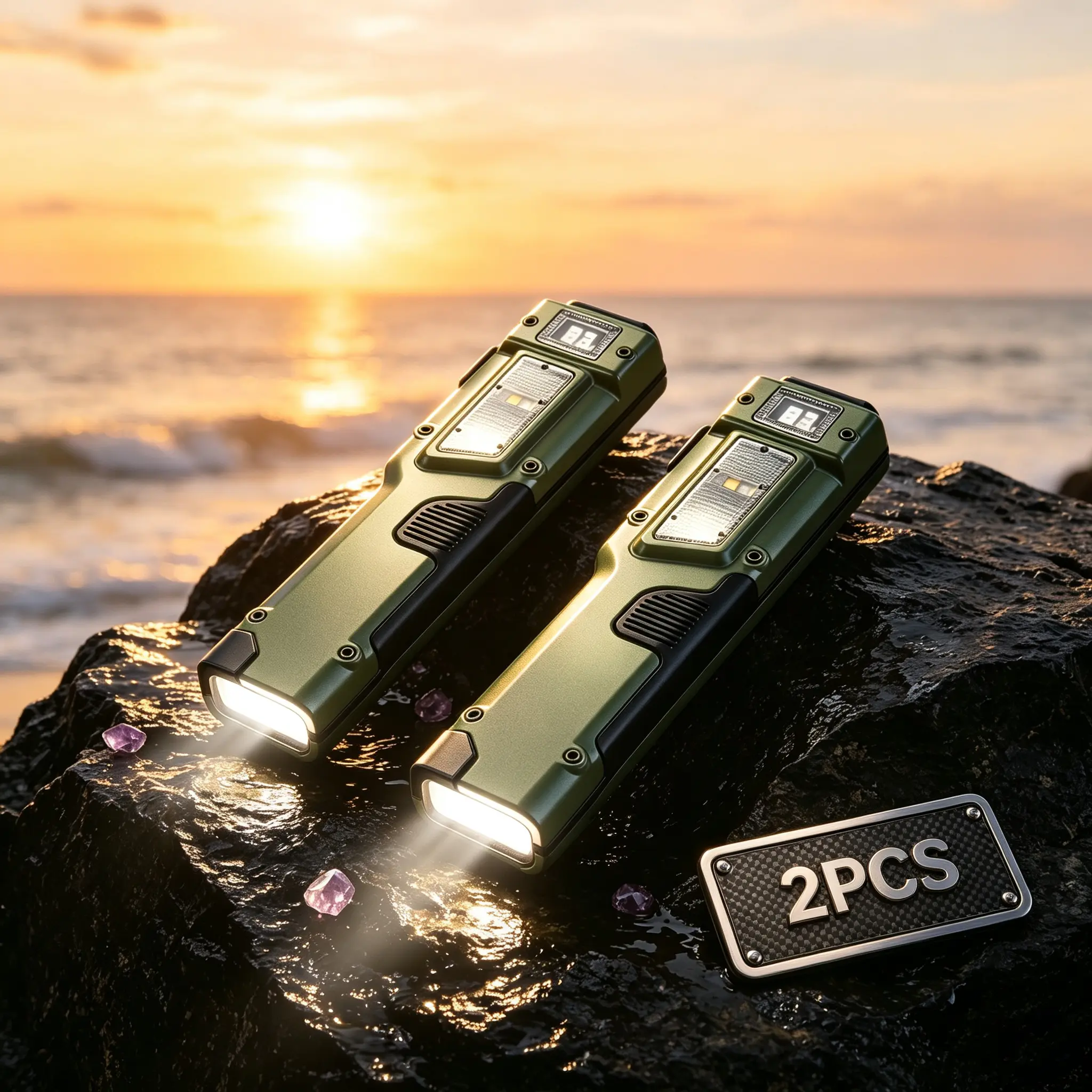 High Lumen Rechargeable LED Flashlight EDC Tactical Flashlight, 1500 Lumen Flat Flashlights, 8 Modes Dual-Switches COB Flashlight with Digital Display,IPX5 Waterproof Stainless Steel Pocket Flash Light for Camp,hiking and outdoor emergency Gift for Men