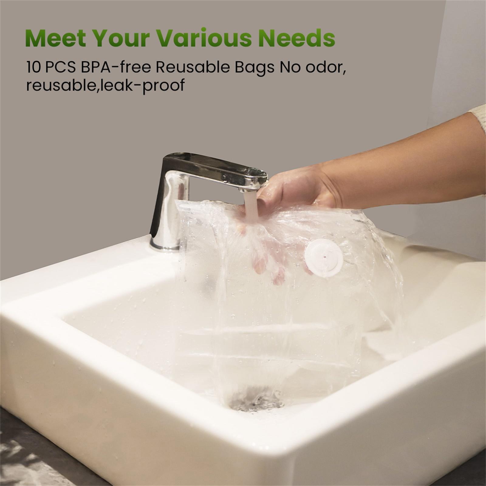 FEPPO Vacuum Sealer for Food with Visual Water Storage Tank, Handheld Saver Vacuum Sealer Machine with 10 Reusable Bags for 5X Preservation & Fresh