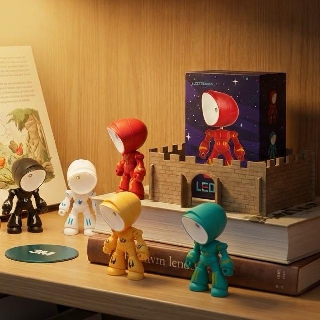 LED Mini Robot Night Light with Magnetic Base, Cute Cartoon Design Companion Table Lamp for Kids, Creates a Cozy Bedroom Atmosphere, Perfect as a Birthday Gift, Valentine’s Classroom Gift, or a Unique Gift for Children.Valentine's Day gift