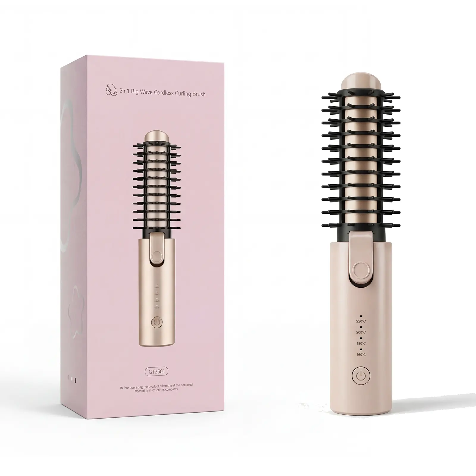 3-in-1 Wireless USB Rechargeable Ceramic Coated Hair Curler-Straightener, Negative Ion Anti-Frizz Portable Styler for Fluffy Waves, Blowout, Crimped Looks & Smooth Locks - Ideal for Daily Curl Routine