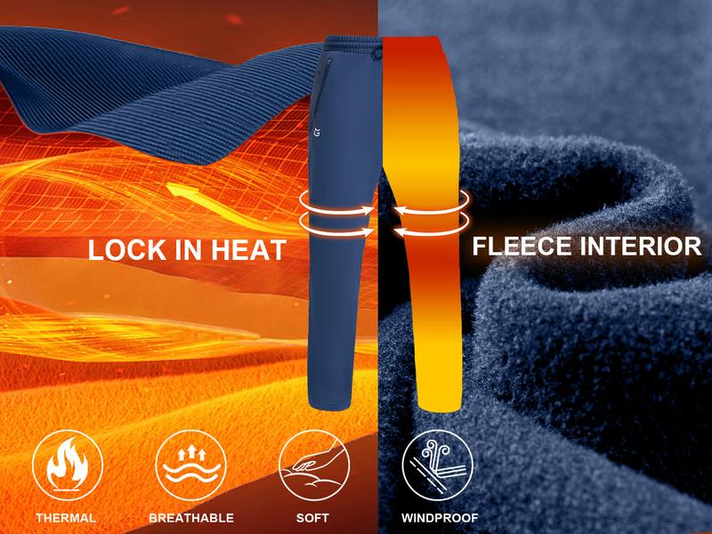 G Gradual Men's Fleece Lined Winter Pants with 3 Zipper Pockets Warm Athletic Joggers Workout Running Sweatpants for Men
