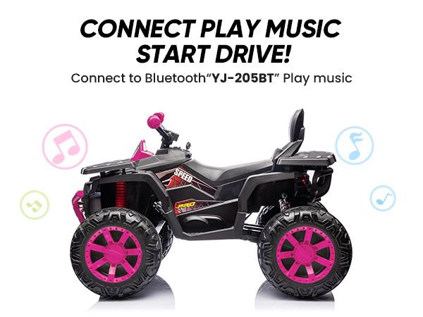 Hikiddo Kids ATV 4-Wheeler, Ride on Toys for Big Kids with 2 Seater Bluetooth Light