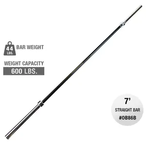 Body-Solid Olympic 7' Bar with Black Grip Finish and Chrome Sleeves