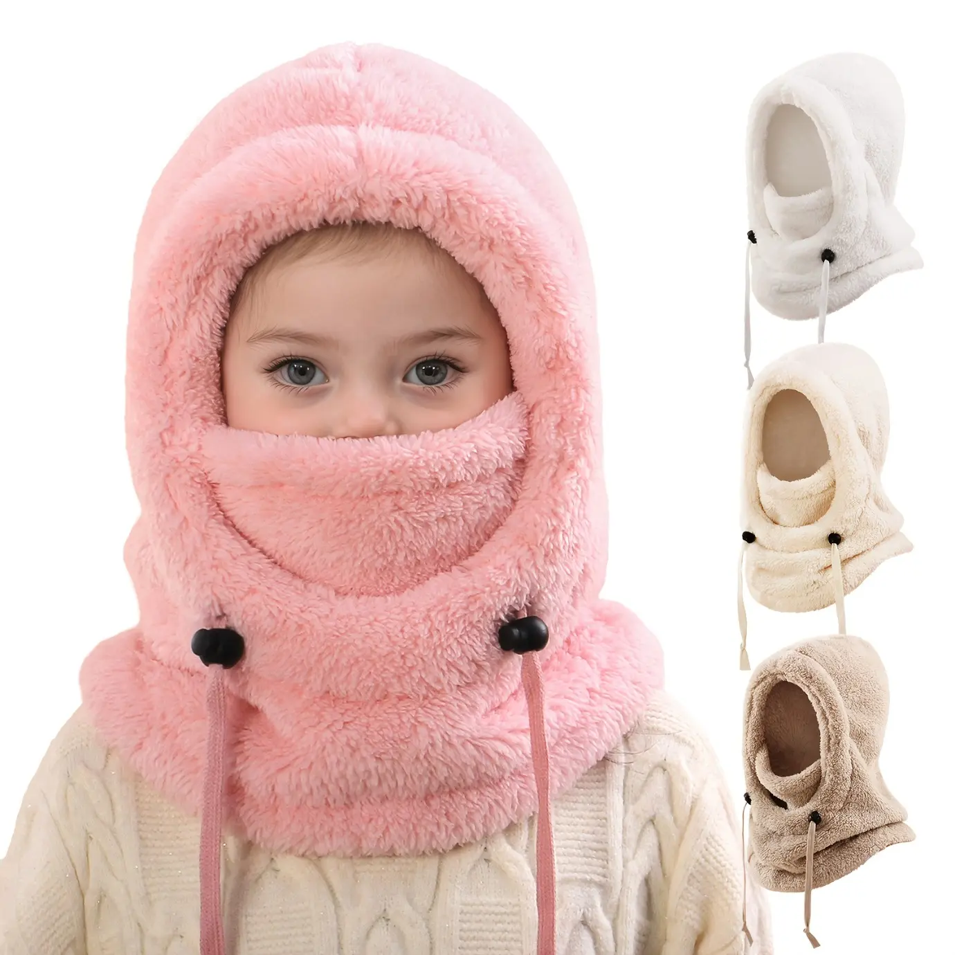 Women's 2-Piece Thick Fleece Scarf & Hat Set - Full Face Balaclava, Windproof, Thermal, Biker-Inspired Look, Automotive Motorcycle Protective Gear for Outdoor Travel
