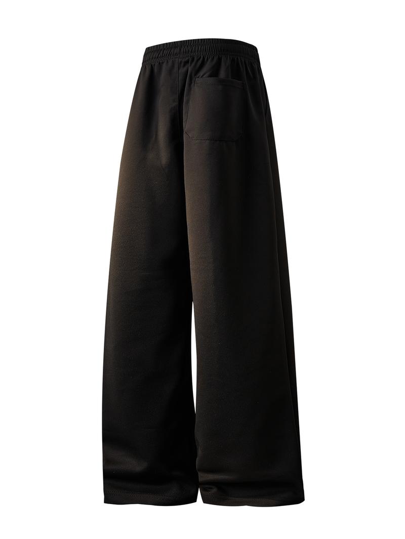 CCCMAI Men's Solid Thermal Lined Drawstring Waist Pants, Casual Comfy Regular Fit Straight Leg Trousers for Fall Winter, Men's Bottoms for Daily Wear Menswear Plain Loose