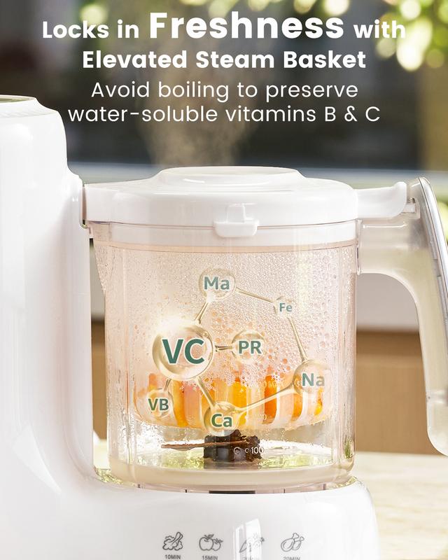 Grownsy Baby Food Maker with Steam Basket, Auto Cooking Grinding & Sterilization for Healthy Homemade Baby Food, BPA-Free