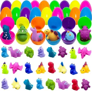 24 Pack Prefilled Easter Eggs with Dinosaur Mochi Squishy Toys – Kids Easter Egg Hunt Fillers, Easter Basket Stuffers for Boys & Girls, Cute Sensory Squishy Toys Party Favors for Toddlers