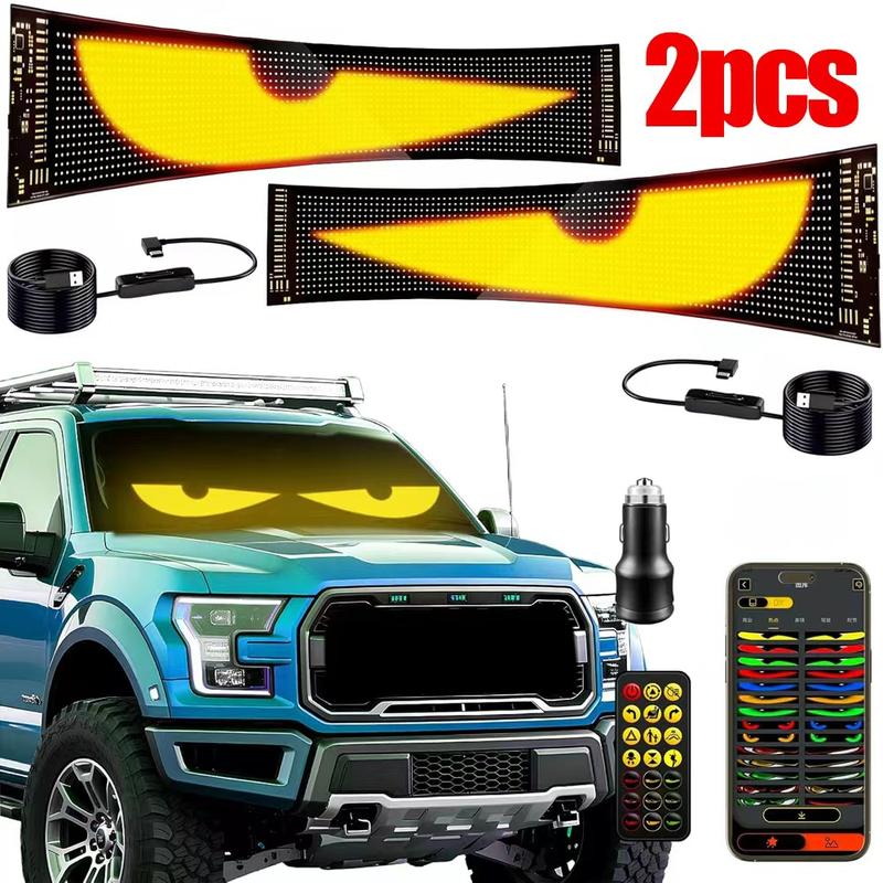 Devil Eyes LED Light Strips for Cars Trucks SUVs 23.42*4.72inch Customizable Windshield Decoration with App Control USB Powered Driving Excitement Full Color LED Bead Tech