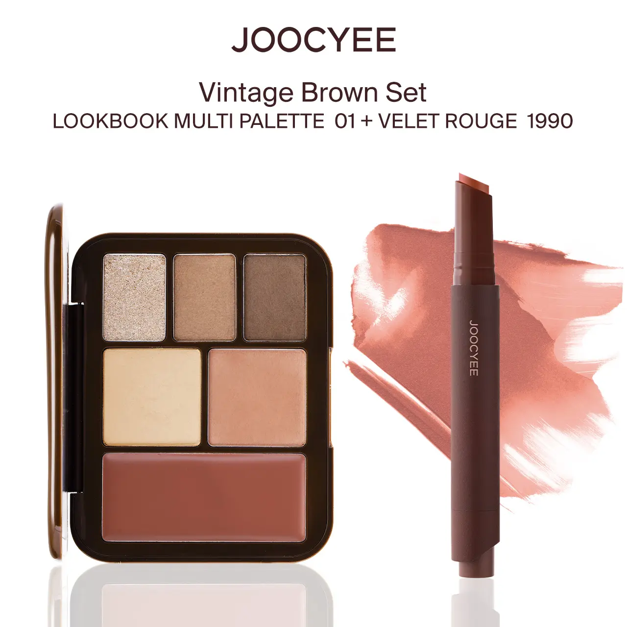 JOOCYEE Lookbook Multi Palette,5-in-1 Full Face Cosmetic Palette - Shimmer Eyeshadow, Contour, Radiant Illuminator, Blendable Coffee-Inspired Makeup for Eyes, Cheeks & Lips, 13.5g, Smooth, Beauty Products