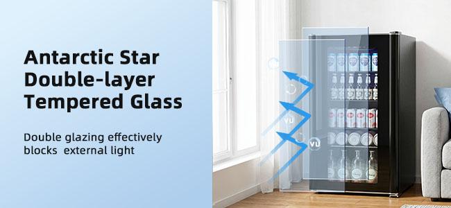 Antarctic Star Beverage Refrigerator - Mini Fridge for Soda Beer or Wine,Small Drink Dispenser, For Office or Bar with Adjustable Removable Shelves,Convertible Door