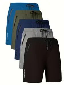 Men’s athletic shorts for spring and summer, made from breathable quick-dry fabric, featuring zippered pockets and a drawstring waist. Suitable for everyday wear, fitness, cycling, swimming, outdoor activities, and beach vacations. Men's Casual fit