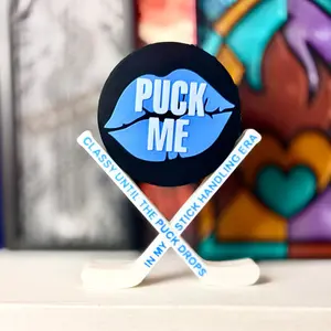 3d Printed Puck Me Shelf Decor - Hockey Romance