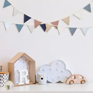 17 ft Pennant Banner Flags, 2 Pcs Nursery Garland Triangle Bunting Flag Double Side Baby Banner for Boho Decor Baby Shower Birthday Wedding Party Event, Each 8.5 ft(Elegant Colors)