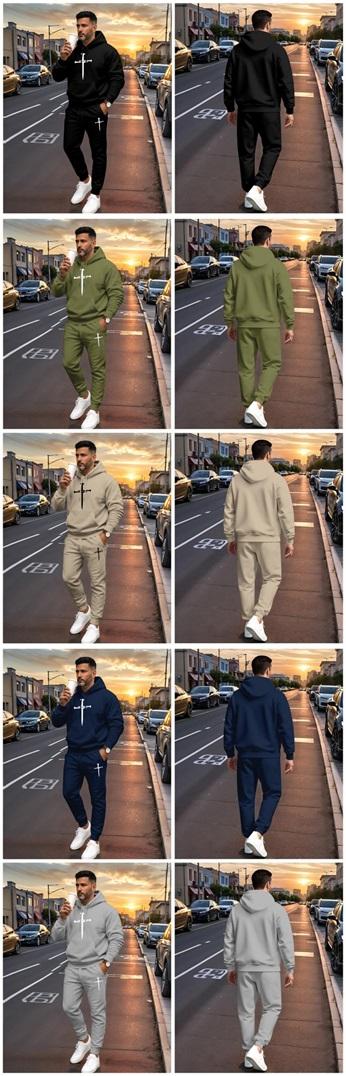 Men's Christian Printed Hoodie and Drawstring Sweatpants Set, Menswear, Casual Athletic Long Sleeve Hooded Jacket & Trousers for Fall & Winter, Men's Clothing for Daily Wear, Sportswear Indoor Outdoor, Tracksuit, Athleisure Summer Clothes Men's Christian Printed Hoodie and Drawstring Sweatpants Set, Menswear, Casual Athletic Long Sleeve Hooded Jacket & Trousers for Fall & Winter, Men's Clothing for Daily Wear, Sportswear Indoor Outdoor, Tracksuit, Athleisure Summer Clothes