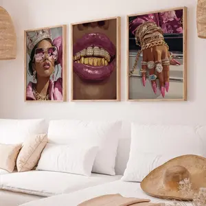 Black Woman Fashion Poster Unframed : Luxury Urban Art Set