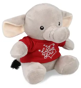 PLUSH I LOVE YOU RED SHIRT- 6" PLUSH - ELEPHANT Soft Stuffed Doll Cuddly Teddy Bear