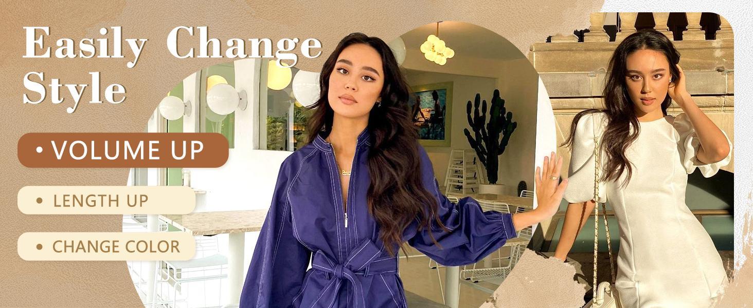 AISI HAIR 4PCS Long Wavy Clip in Hair Extensions 20 Inch Synthetic Thick Hairpiece for Women natural hair Length Volume Weft Care Tips