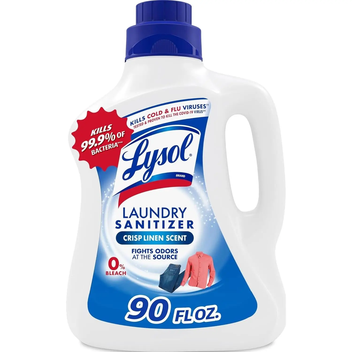 Lysol Laundry Sanitizer Additive, Bacteria-Causing Laundry Odor Eliminator, Detergent Additive, Crisp Linen, 90oz