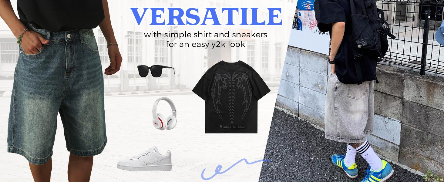 EMMIOL Baggy Jean Shorts Men, Y2k Jorts Cargo Ripped Elastic Waist, Mens Denim Shorts Comfy Casual Streetwear Summer EMMIOL Baggy Jean Shorts Men, Y2k Jorts Cargo Ripped Elastic Waist, Mens Denim Shorts Comfy Casual Streetwear Summer