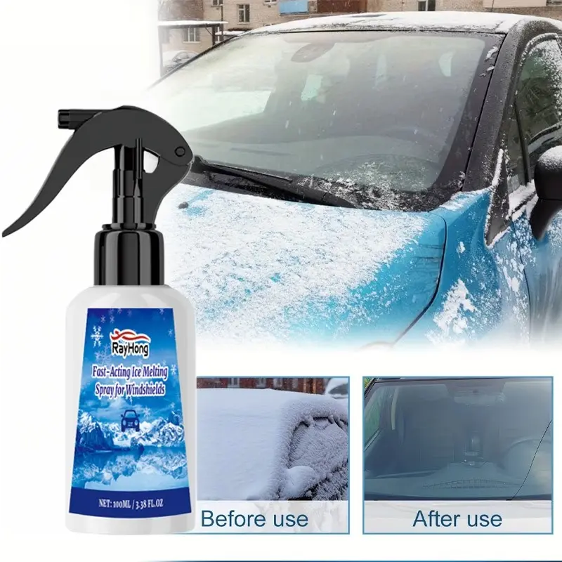 Automotive Windshield Cleaner & De-Icing Snow Melting Spray - Fast-Acting Formula, Safe for Window Tint Films & Windshield Heating Wires, Glove-Friendly Operation, Suitable for All Vehicles, Maintenance Essential