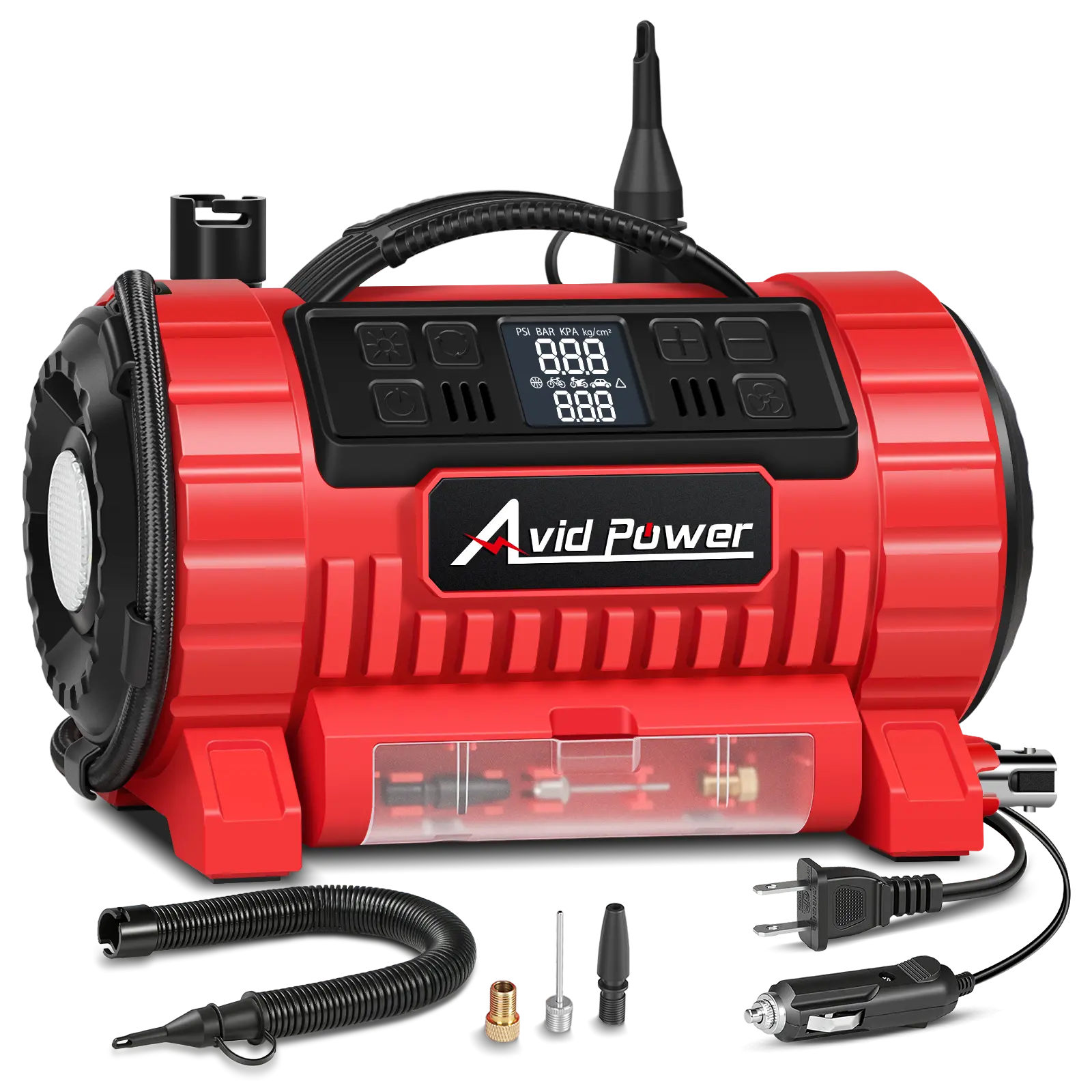 AVID POWER Tire Inflator Portable Air Compressor, 12V DC/110V AC Car Tire Pump with Inflation and Deflation, 5 Preset Modes, Digital LCD Gauge for Car Tires, Bike, and Air Mattress