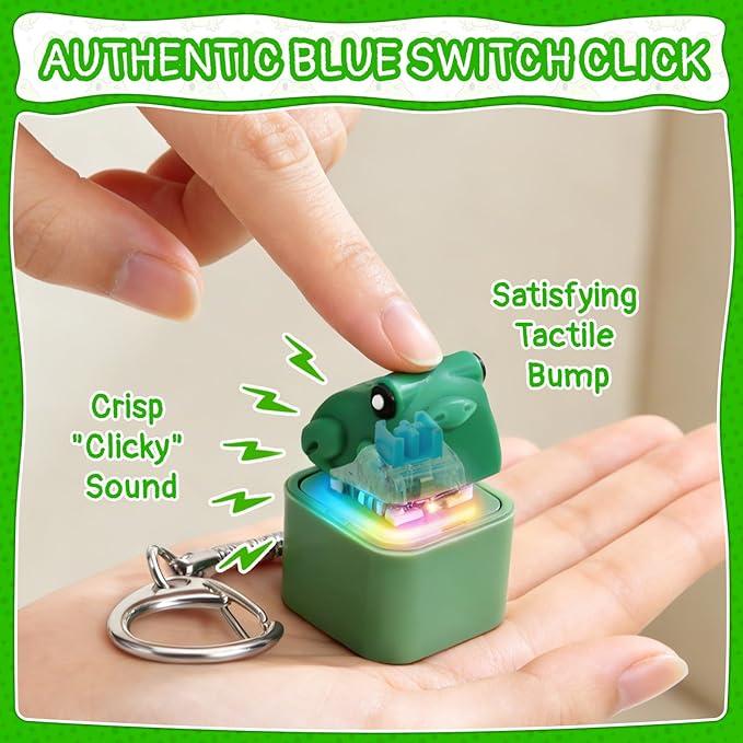 Quacking Duck Croaking Frog Lizard Sounding Keyboard Fidget Toys for Adults Clicker Keychain with Sound LED Light and Charging Port for  Stress Relief Anxiety