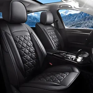 OTOEZ 2 Front Seats Luxury PU Leather Waterproof Seat Protector Universal for Most Cars SUVs  Black Red Automotive