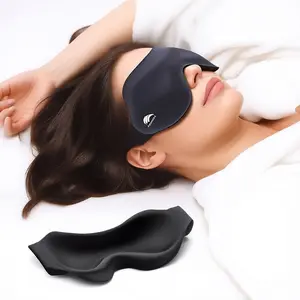 Sleep Mask for Side Sleepers Black - 3D Contoured Eye Mask for Lash Extensions - Zero-Pressure Light Blackout Blindfold for Women Airplane Travel