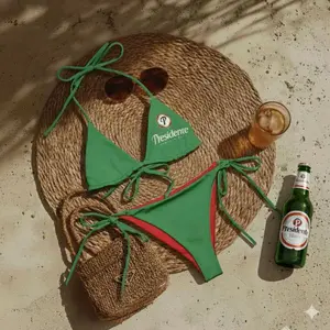 Presidente Beer String Bikini: Dominican Republic Swimsuit, Tropical Festival Wear