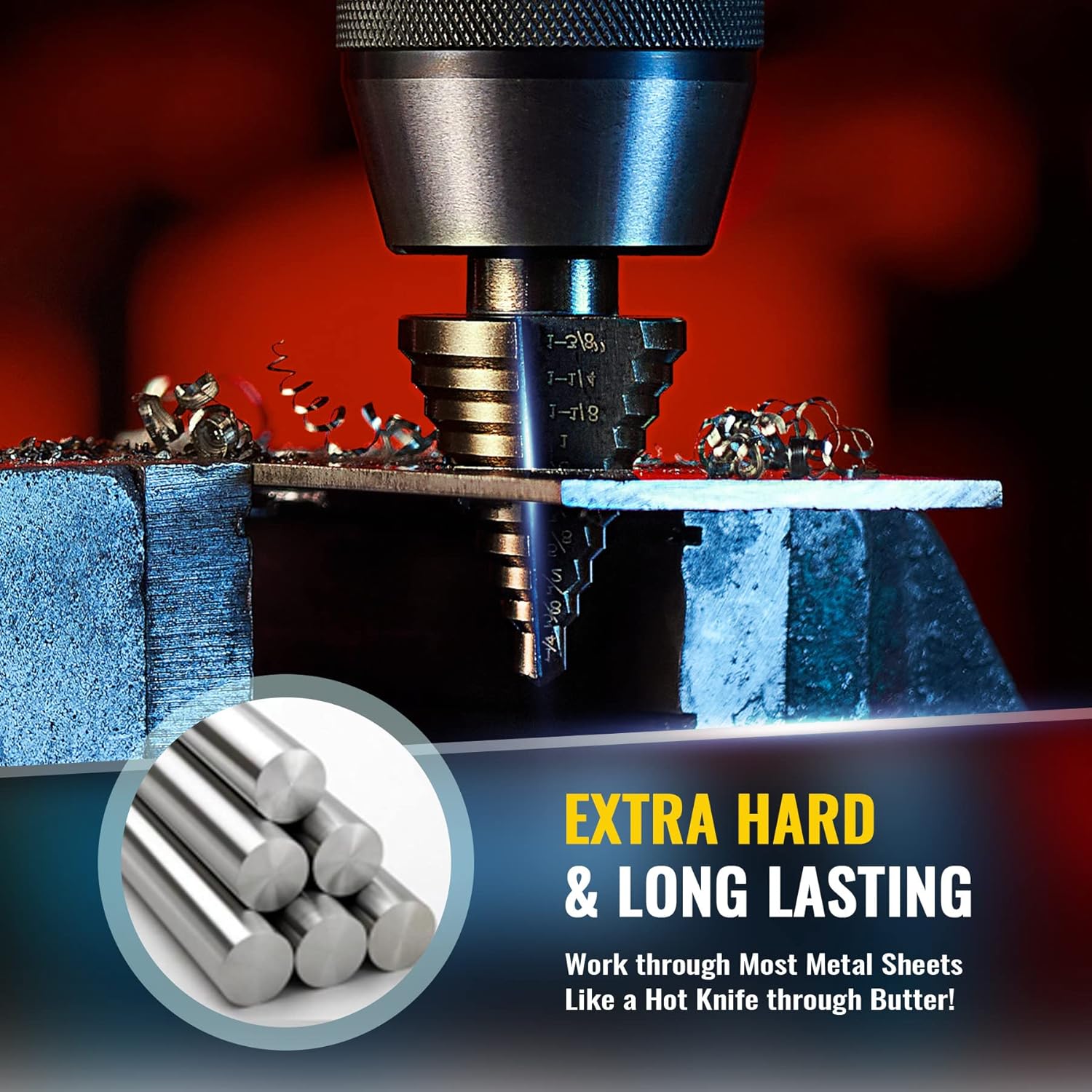 5PCS Titanium Step Drill Bit Set, High Speed Steel Cone Drill Bits 50 Sizes Multi-Hole Cutting Tool, Metal Hole Cutter for Iron Copper Wood Plastic Fiberglass, DIY Industrial Hand Tools, Perfect Father's Day Gift for Dad