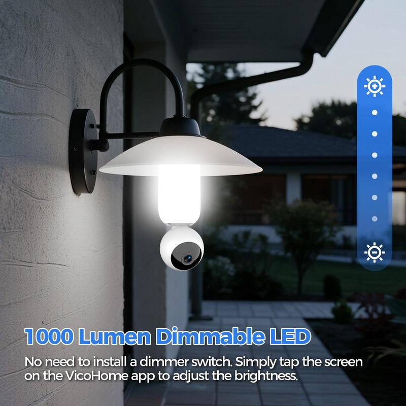 AlkiVision 2K Light Bulb Security Camera 5G&2.4GHz Dual Bands 360° Motion Detection Wireless Outdoor Night Vision AI Human Detection Auto Tracking Siren Alarm E27 Socket Plug