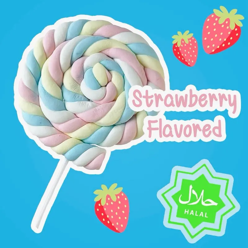 Halal Strawberry Marshmallow Twist Pop (1 Count) – Soft & Chewy – Halal Certified