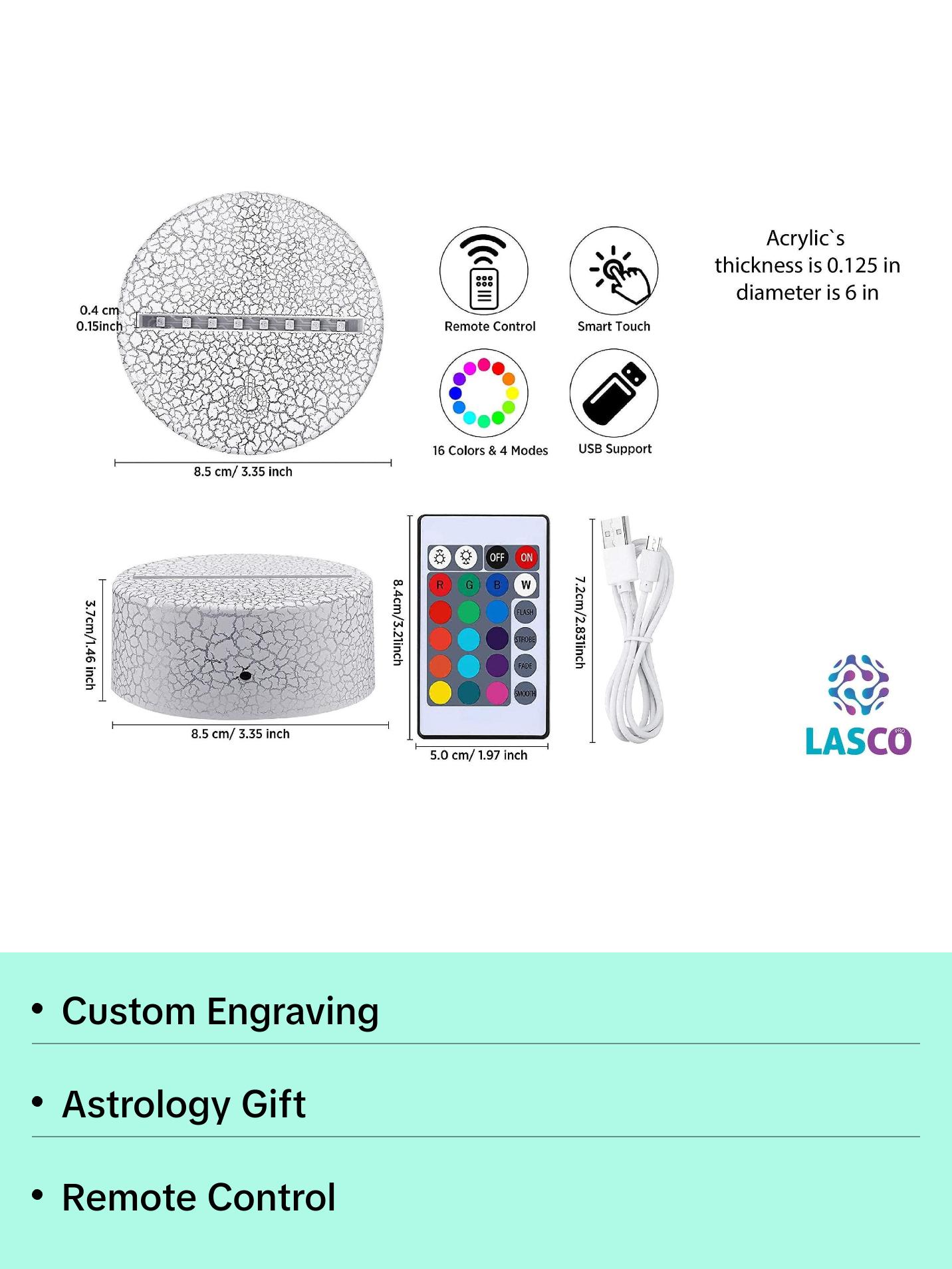 Aries Zodiac Sign Personalized Acrylic Night Light