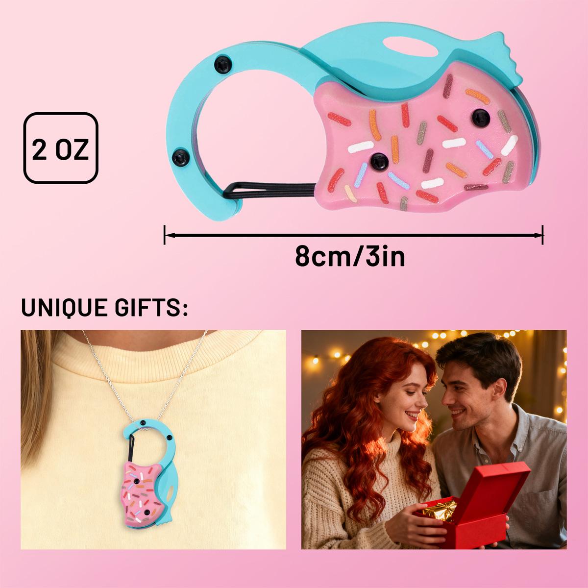 Pink Pocket Knife for Women Men, Cool Folding Knife Box Cutter, Mini EDC Knives for Everyday Carry, Folding Utility Knife with Unique Donut Design, Ideal Gifts  Toy knife for Men and Women