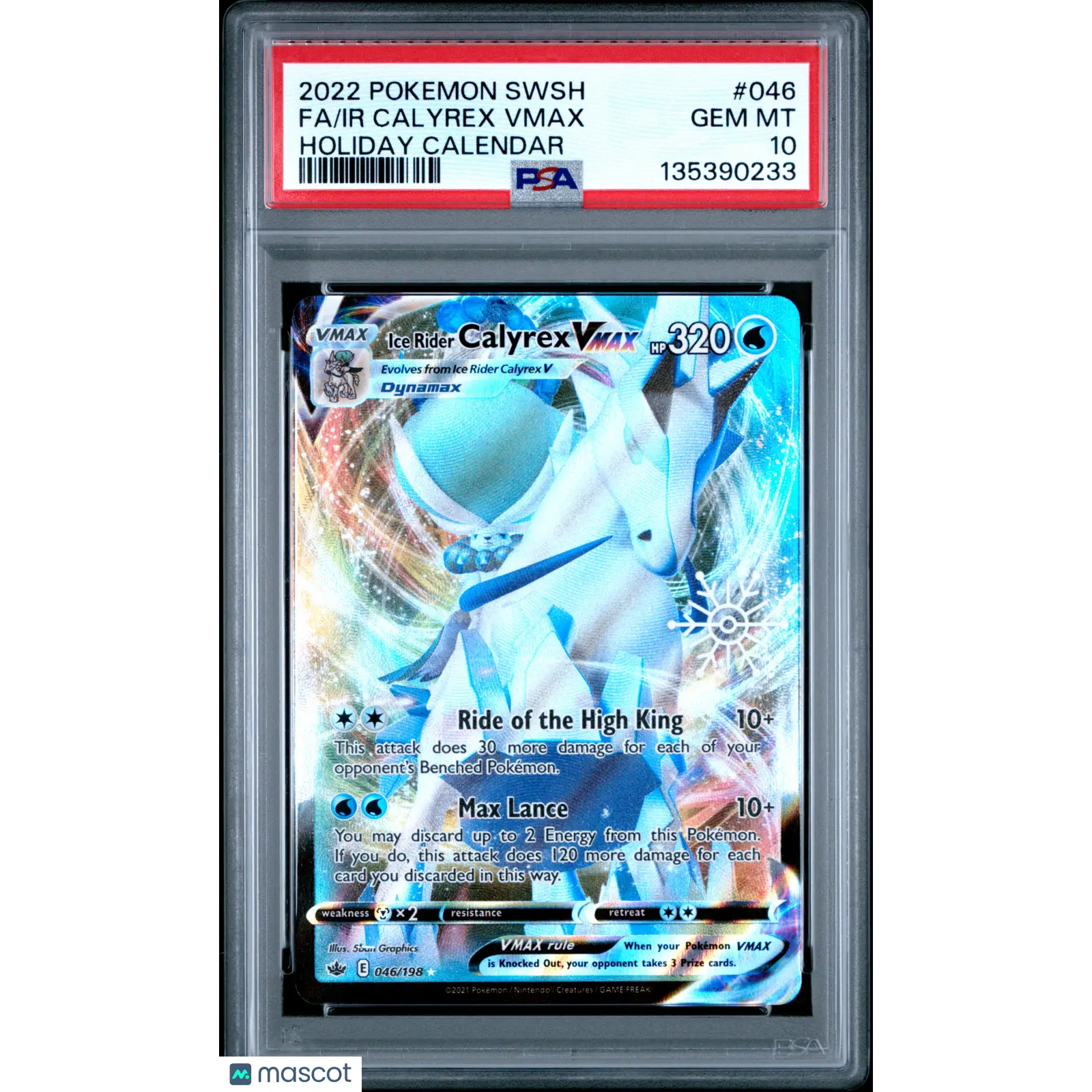 Pokemon 2021 Chilling Reign Ice Rider Calyrex VMAX #046 Holiday Calendar PSA 10