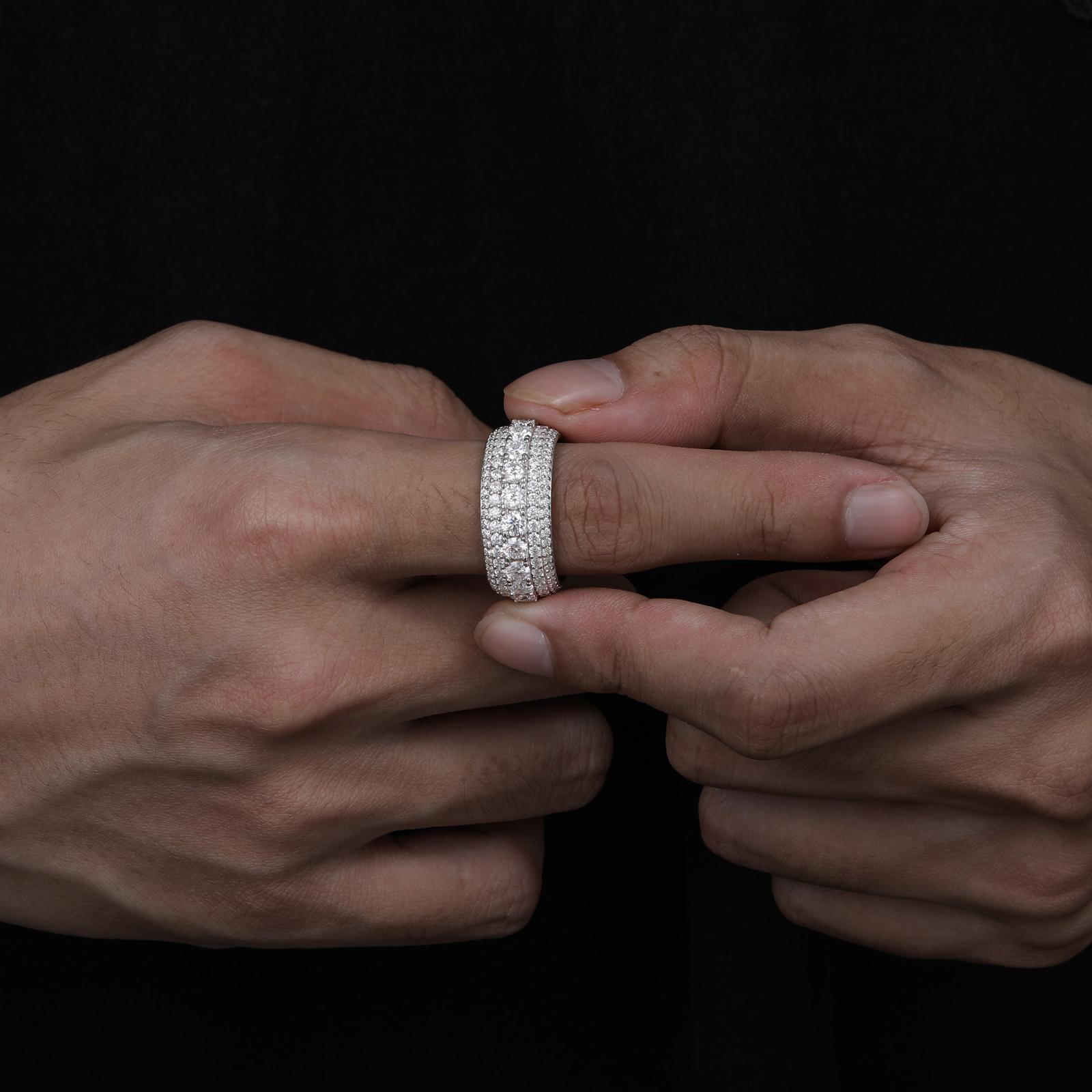 【#R60 】UCCIYO Lab-Created Moissanite Rings For Men Hip Hop Pave Setting S925 Sterling Silver Rings Hip Hop Jewelry FallFreshness