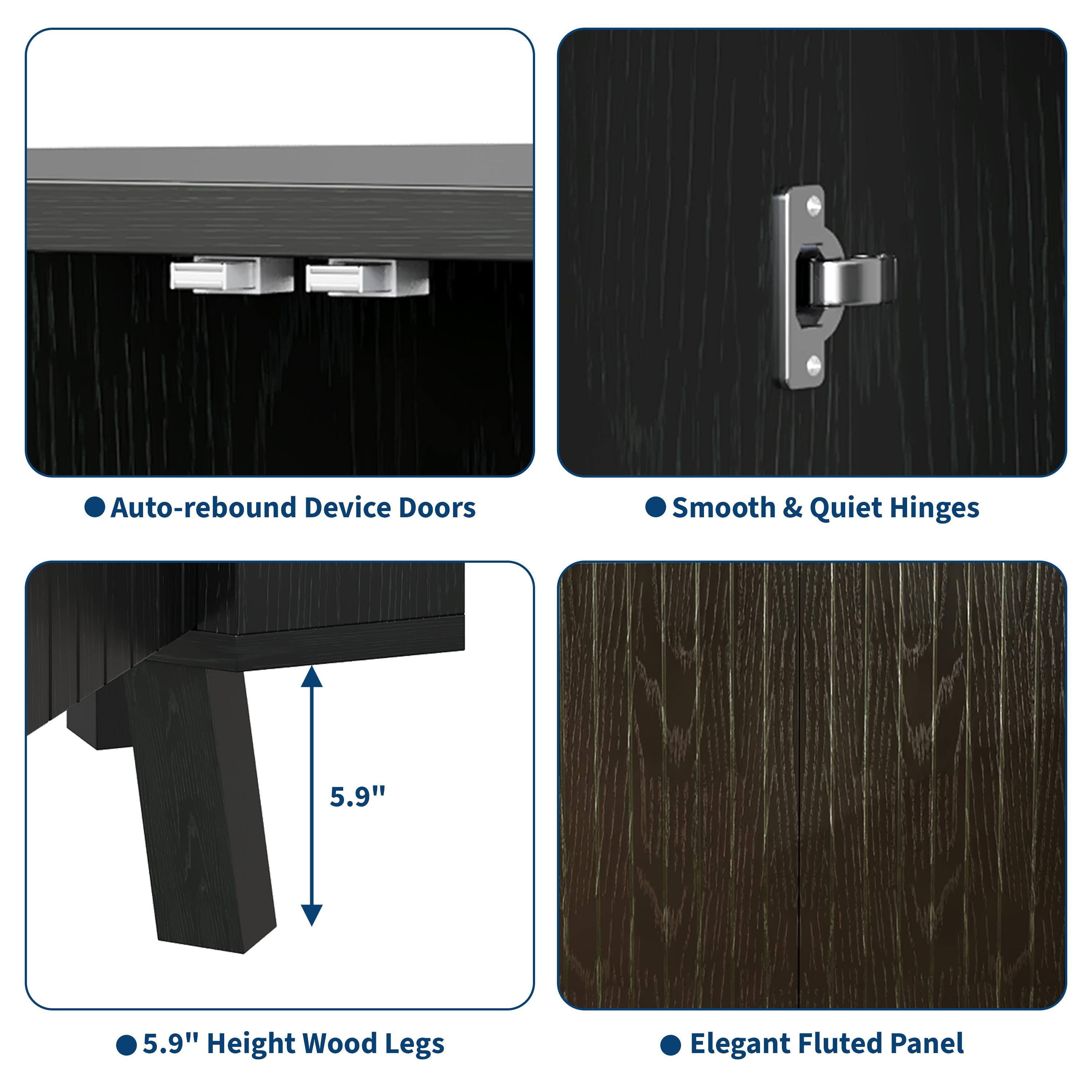 31.5'' Corner Cabinet with Doors, 3-Tier Industrial Fluted Corner Shelf with Adjustable Shelf, Freestanding Triangle End Table for Living Room, Bedroom, Kitchen, Bathroom